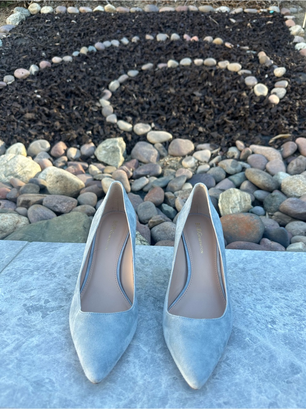 BCBGeneration Light Blue Suede Pointed-Toe Pumps